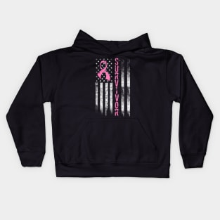 Cool Breast Cancer Survivor Women Pink Flag Kids Hoodie